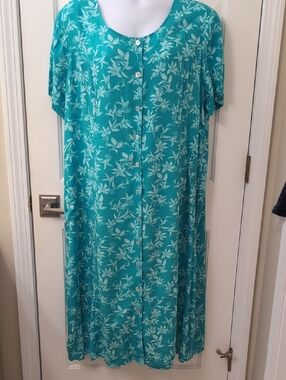 Appleseed's 20W Teal Floral Button-Front Midi Dress NWT